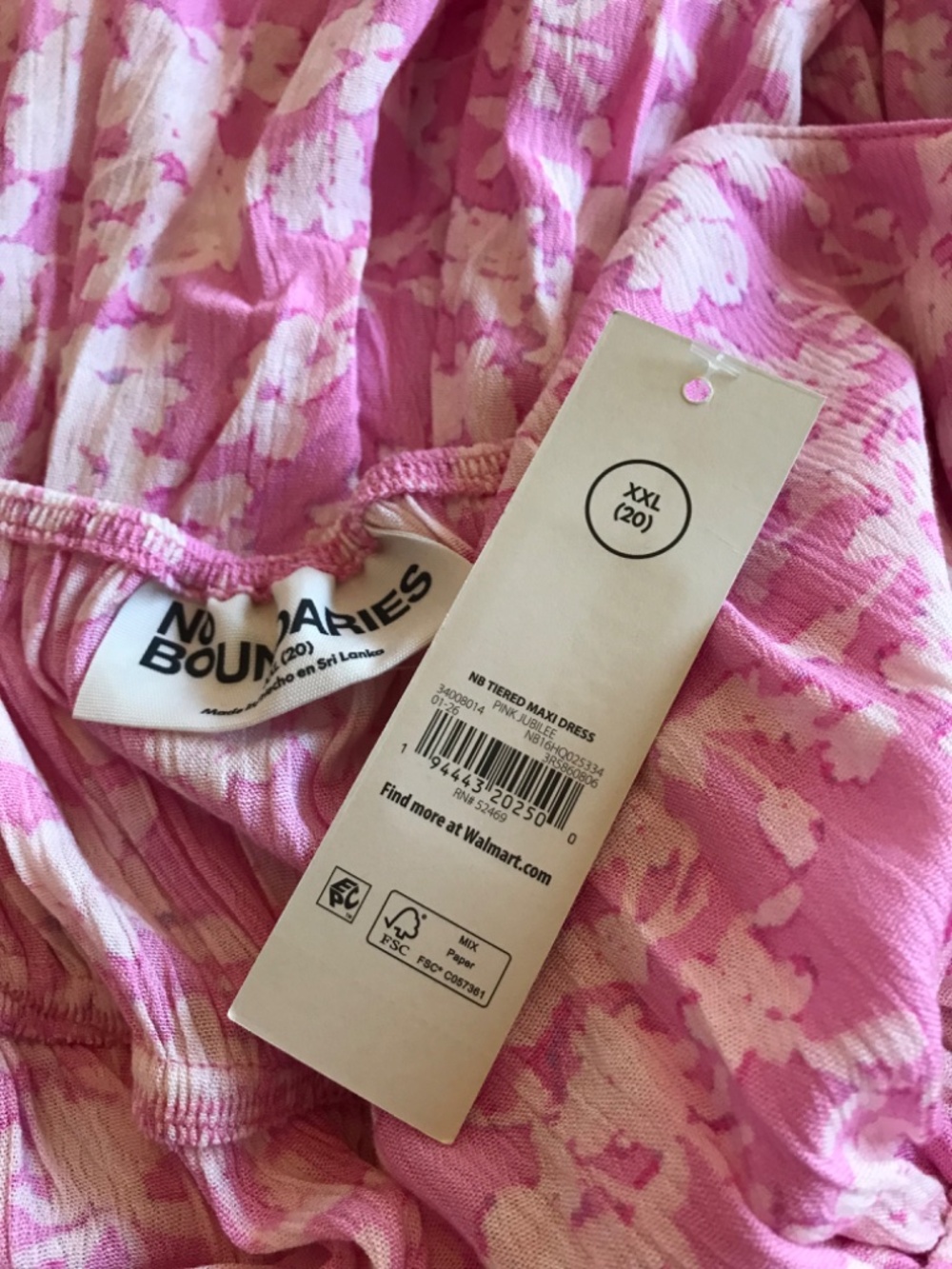 No Boundaries Gauze Sleeveless Tiered Floral Maxi Dress XXL (20) Pink Jubilee - Picture 9 of 9